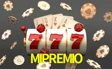 Una escena digital vívida inspirada en casino con MIPREMIO mostrado prominentemente, luces brillantes, fichas, cartas y acentos dorados.